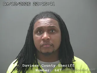 Mugshot of Justin Darrell Williams booked in Daviess County, Indiana on October 13, 2026