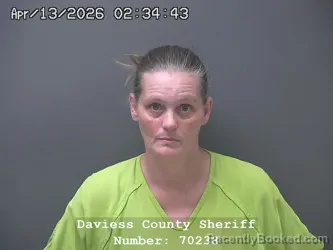 Mugshot of MELODY LYNN CASTEEL booked in Daviess County, Indiana on April 12, 2026