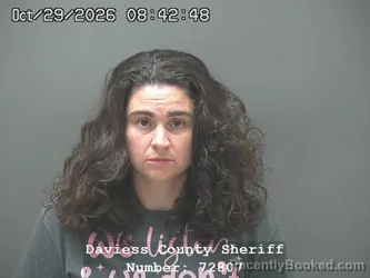 Mugshot of Shaneah Leigh Shartzer booked in Daviess County, Indiana on October 28, 2026