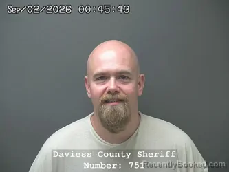 Mugshot of Christopher Joseph Morrison booked in Daviess County, Indiana on September 1, 2026