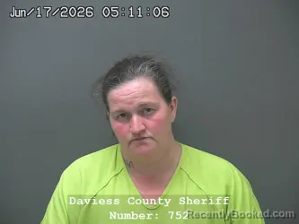 Mugshot of TARA JEAN DEMOSS booked in Daviess County, Indiana on June 16, 2026