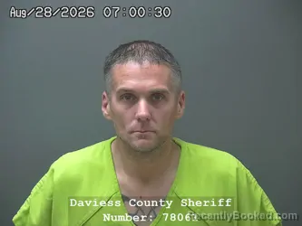 Mugshot of Michael Todd Collins booked in Daviess County, Indiana on August 27, 2026