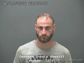 Mugshot of TYLER EUGENE EGAN booked in Daviess County, Indiana on June 15, 2026