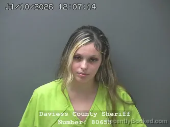 Mugshot of AKIRA MARIE ADERS booked in Daviess County, Indiana on July 9, 2026