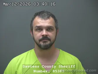 Mugshot of BRANDEN DEWAYNE ROGERS booked in Daviess County, Indiana on May 11, 2026