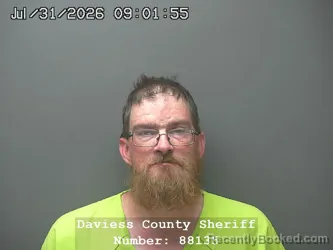 Mugshot of RICKEY LEE LEATHERS booked in Daviess County, Indiana on July 30, 2026