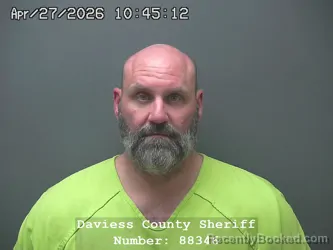 Mugshot of JOSHUA RAY HENSLEY booked in Daviess County, Indiana on April 26, 2026