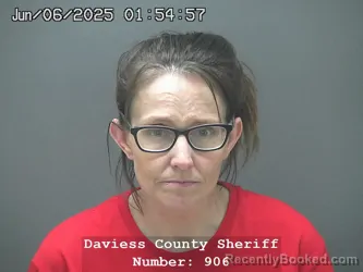 Mugshot of Elizabeth Jane Cline booked in Daviess County, Indiana on October 20, 2026