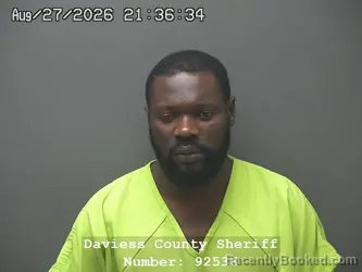 Mugshot of Claudel Francois booked in Daviess County, Indiana on August 27, 2026
