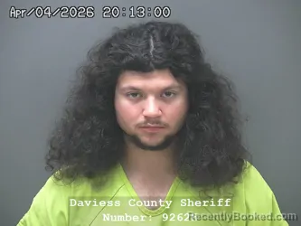 Mugshot of IZAIAH EUGENE PERALES booked in Daviess County, Indiana on April 4, 2026
