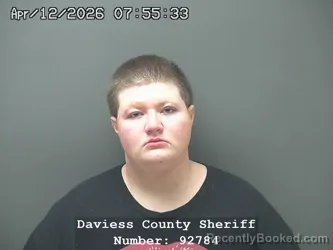 Mugshot of CHLOE ANNE HARDY booked in Daviess County, Indiana on April 11, 2026