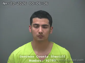 Mugshot of RAUL HERRERA MENDOZA booked in Daviess County, Indiana on April 12, 2026