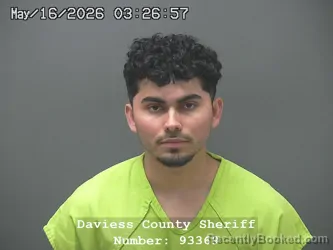Mugshot of JOSE JONATAN RECINOS NAVARRETE booked in Daviess County, Indiana on May 15, 2026