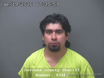 Mugshot of ROLANDO QUEVEDO GARDUNO booked in Daviess County, Indiana on June 19, 2026