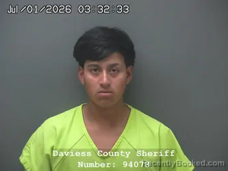 Mugshot of MAURICIO MIGUEL RODRIGUEZ booked in Daviess County, Indiana on June 30, 2026