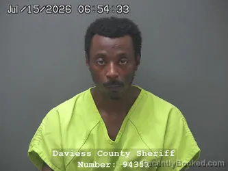 Mugshot of MARCUS DESHAUN ALLEN WOODARD booked in Daviess County, Indiana on July 14, 2026