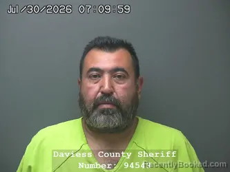 Mugshot of FAUSTO SAUL CADENA GOMEZ booked in Daviess County, Indiana on July 29, 2026