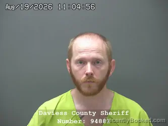 Mugshot of Jesse Wayne Mccarrell booked in Daviess County, Indiana on August 18, 2026