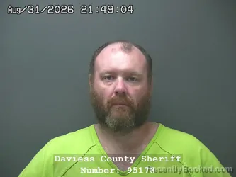 Mugshot of Chad Wayne Taylor booked in Daviess County, Indiana on August 31, 2026