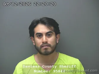 Mugshot of Ernesto Angel Sandoval Rueda booked in Daviess County, Indiana on October 12, 2026