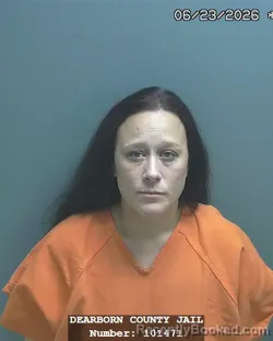 Mugshot of ASHLEY MARIE MILLER booked in Dearborn County, Indiana on June 23, 2026