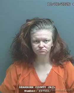 Mugshot of Rachel Ann Potter booked in Dearborn County, Indiana on October 6, 2026