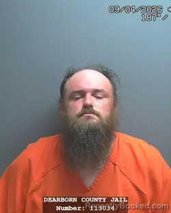 Mugshot of Joshua Jason Haffey booked in Dearborn County, Indiana on September 4, 2026