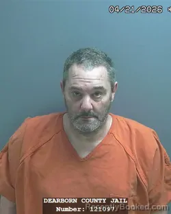 Mugshot of ARTHUR WAYNE WOODALL booked in Dearborn County, Indiana on April 21, 2026