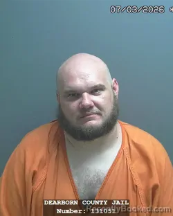 Mugshot of JORDAN EUGENE PERRY booked in Dearborn County, Indiana on July 3, 2026