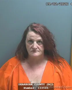 Mugshot of Renea Edie Courtney booked in Dearborn County, Indiana on September 2, 2026