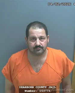 Mugshot of DONNIE RAY WARFIELD booked in Dearborn County, Indiana on April 2, 2026