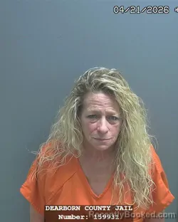 Mugshot of PAULA JEAN MARCOUX booked in Dearborn County, Indiana on April 21, 2026