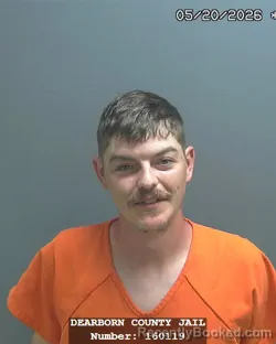 Mugshot of TRENT DEAN-BAKER EVANS booked in Dearborn County, Indiana on May 20, 2026