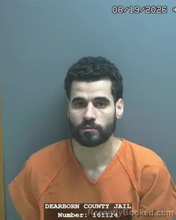 Mugshot of Ahmed Abdelhalim Abdelsalam Elnaggar booked in Dearborn County, Indiana on August 19, 2026
