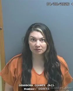 Mugshot of AMANDA NICOLE RANGEL booked in Dearborn County, Indiana on April 30, 2026