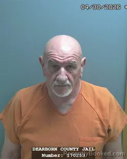 Mugshot of RICHARD CLIFFORD BERNIUS booked in Dearborn County, Indiana on April 30, 2026