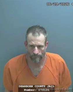 Mugshot of JONATHAN MICHAEL SCHROEDER booked in Dearborn County, Indiana on June 27, 2026