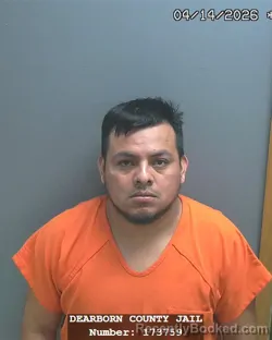 Mugshot of JAUN MIGUEL SEBASTIAN booked in Dearborn County, Indiana on April 14, 2026