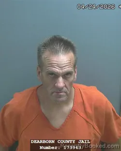 Mugshot of JAMES GUY WHALEY booked in Dearborn County, Indiana on April 24, 2026