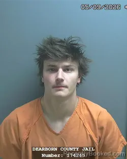 Mugshot of CARSON ALLEN GINN booked in Dearborn County, Indiana on May 9, 2026