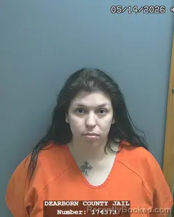 Mugshot of AMELIA MEAGAN GALLEGOS booked in Dearborn County, Indiana on May 14, 2026