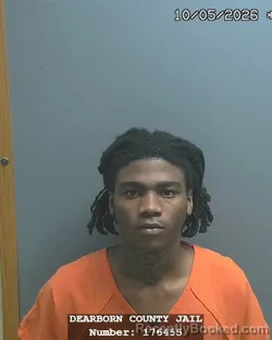 Mugshot of Destin Emanuel Howard booked in Dearborn County, Indiana on October 5, 2026