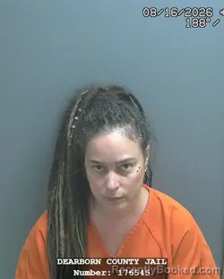 Mugshot of Kati Loreen Taylor booked in Dearborn County, Indiana on August 16, 2026