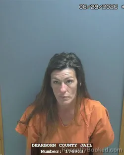 Mugshot of Julia Marie Fehr booked in Dearborn County, Indiana on August 29, 2026