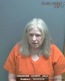 Mugshot of Cheryl Lynn Knosp booked in Dearborn County, Indiana on August 31, 2026