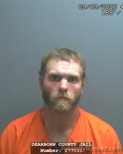 Mugshot of Cody Lee Kincaid booked in Dearborn County, Indiana on September 3, 2026