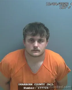 Mugshot of Brayden Alexander Switzer booked in Dearborn County, Indiana on October 4, 2026
