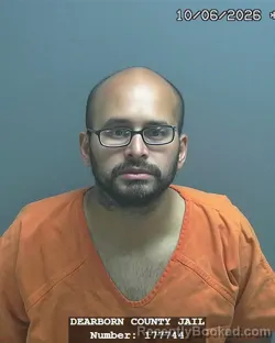 Mugshot of Yasiel Omar Vives-Caraballo booked in Dearborn County, Indiana on October 6, 2026