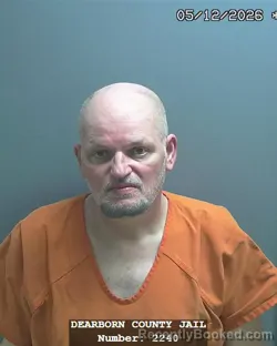 Mugshot of JOHN KENNETH MCAFEE booked in Dearborn County, Indiana on May 12, 2026