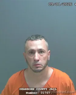 Mugshot of Danny James Leek booked in Dearborn County, Indiana on August 31, 2026
